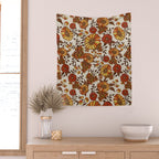 Retro 70s boho hippie orange flower power Wall Tapestry Gallery Image 2