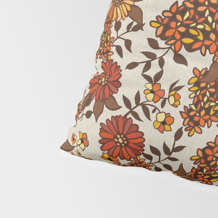 Retro 70s boho hippie orange flower power Pillow Sham Gallery Image 4