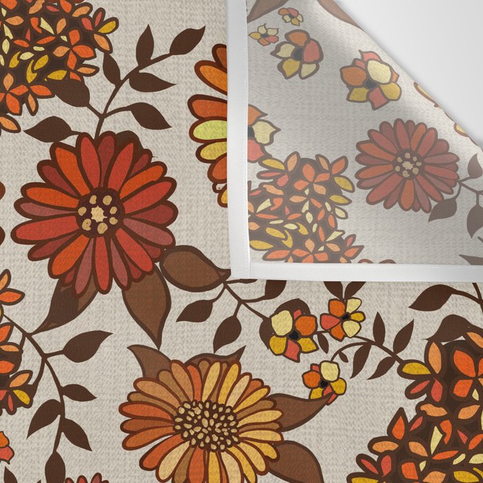 Retro 70s boho hippie orange flower power Wall Tapestry Gallery Image 3