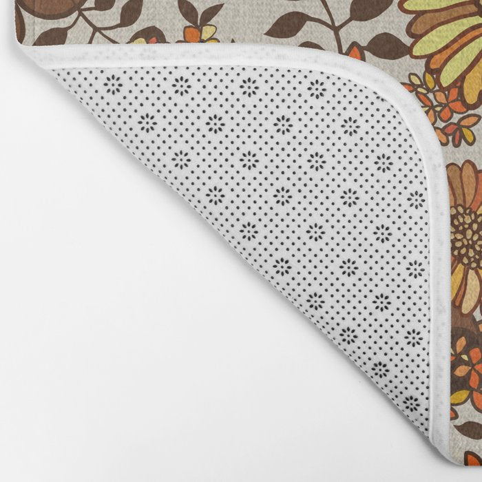 Retro 70s boho hippie orange flower power Bath Mat Gallery Image 2