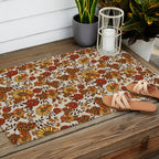 Retro 70s boho hippie orange flower power Outdoor Rug Gallery Image 2