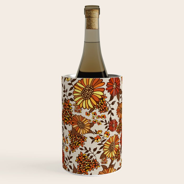 Retro 70s boho hippie orange flower power Wine Chiller Gallery Image 1
