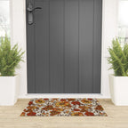 Retro 70s boho hippie orange flower power Welcome Mat Gallery Image 3