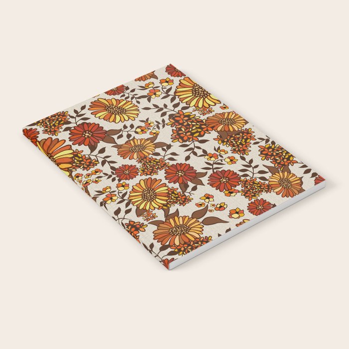 Retro 70s boho hippie orange flower power Notebook Gallery Image 2