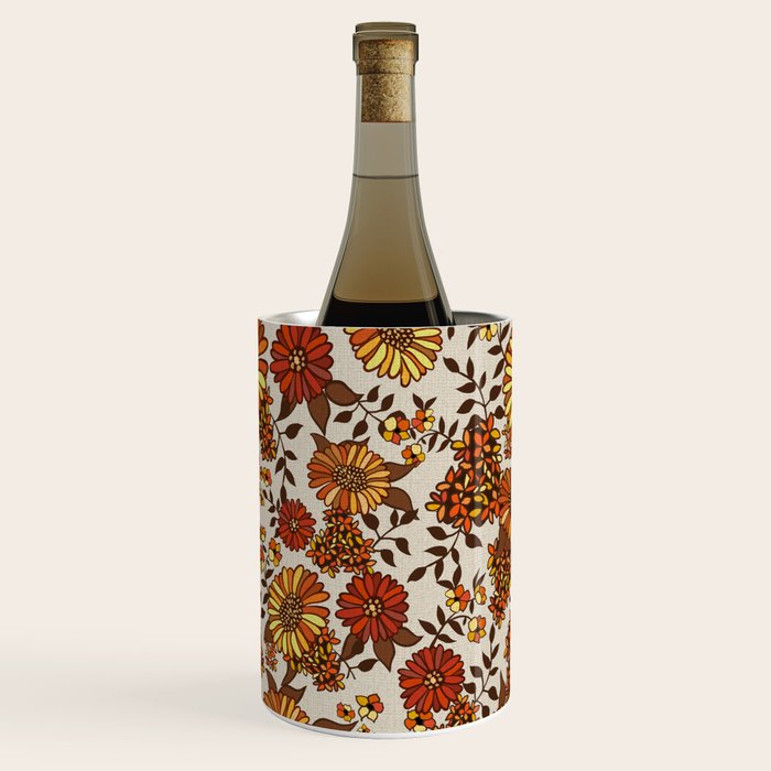 Retro 70s boho hippie orange flower power Wine Chiller Gallery Image 3