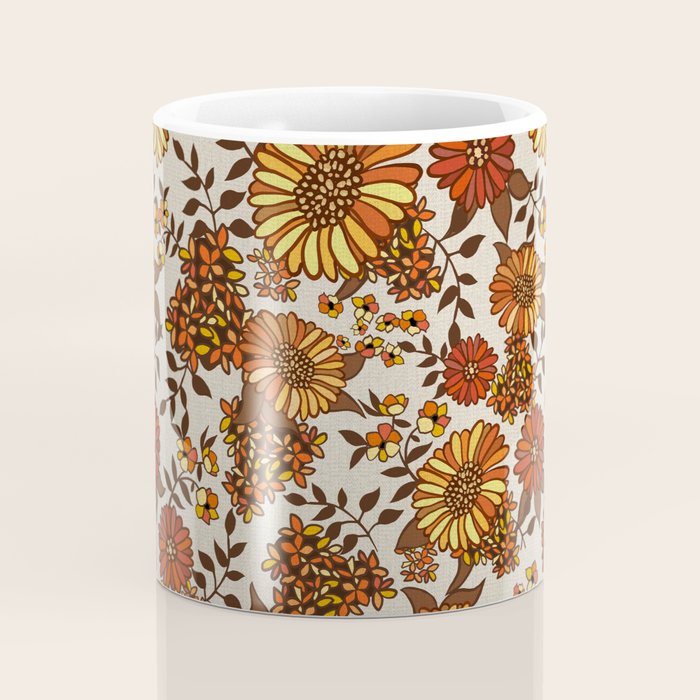 Retro 70s boho hippie orange flower power Coffee Mug Gallery Image 4