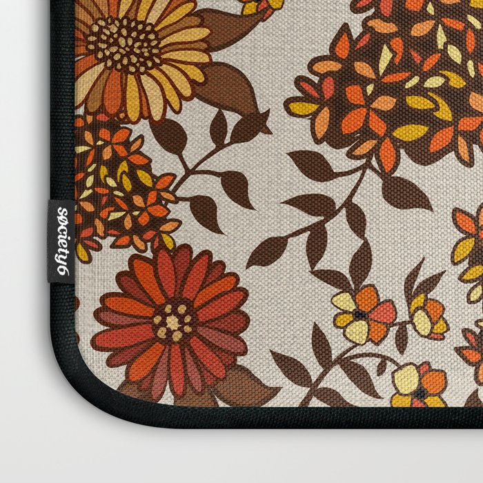 Retro 70s boho hippie orange flower power Laptop Sleeve Gallery Image 3