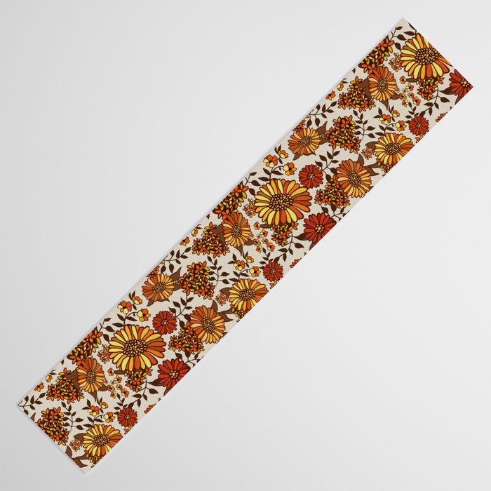 Retro 70s boho hippie orange flower power Table Runner Gallery Image 3