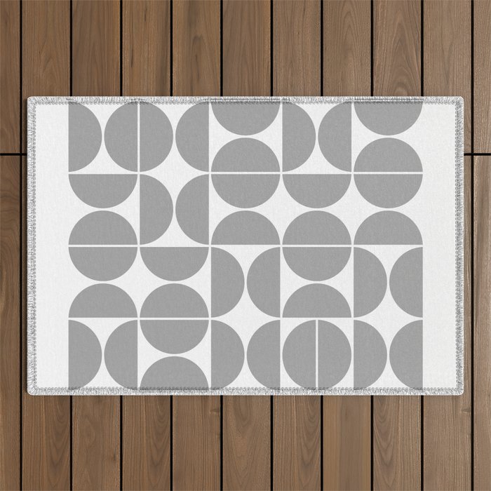 Mid Century Modern Geometric 04 Grey Outdoor Rug Gallery Image 1