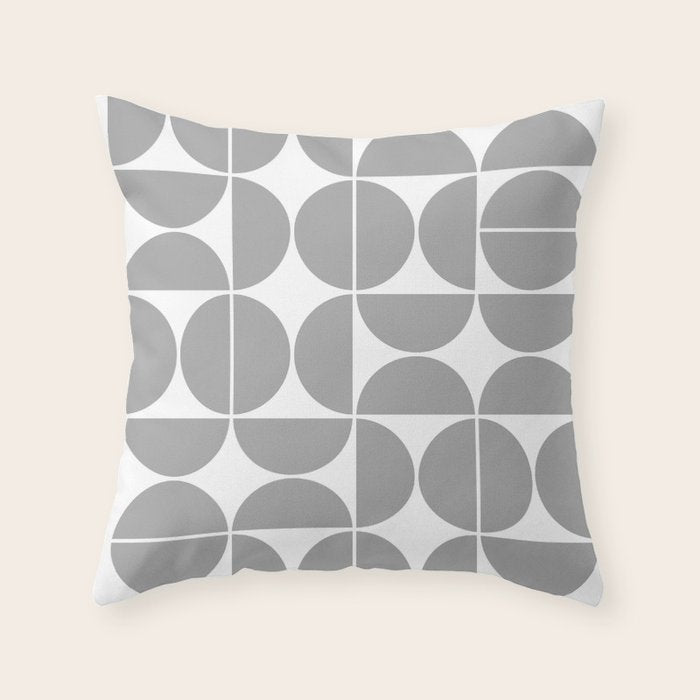 Mid Century Modern Geometric 04 Grey Throw Pillow Gallery Image 6