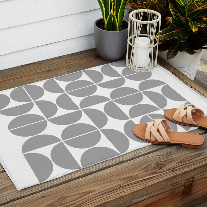 Mid Century Modern Geometric 04 Grey Outdoor Rug Gallery Image 2