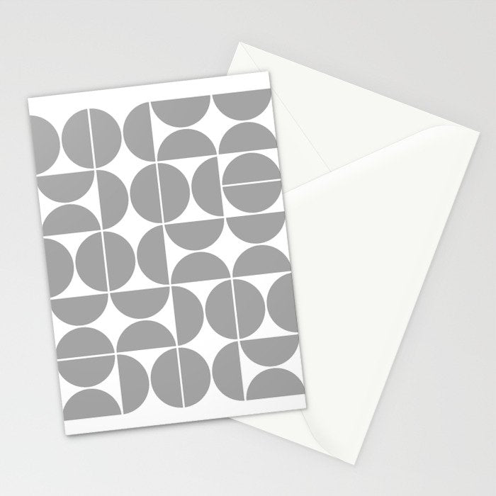 Mid Century Modern Geometric 04 Grey Stationery Card Gallery Image 2