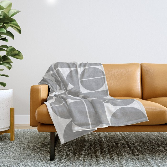 Mid Century Modern Geometric 04 Grey Throw Blanket Gallery Image 1
