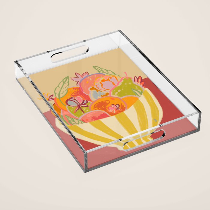 FRUIT AND FLOWER BOWL Acrylic Tray Gallery Image 1