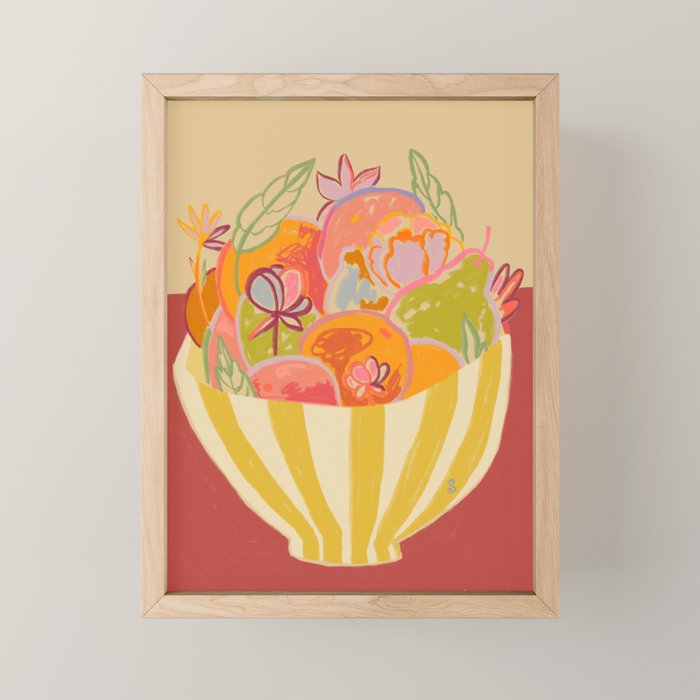 FRUIT AND FLOWER BOWL Mini Art Print Gallery Image 1