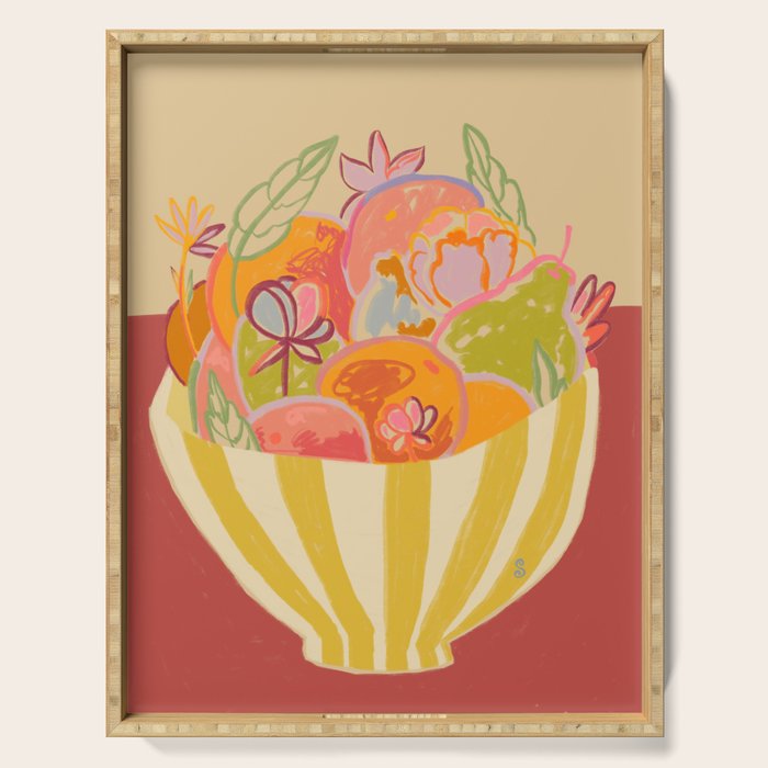 FRUIT AND FLOWER BOWL Serving Tray Gallery Image 1