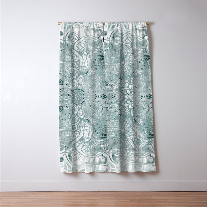 Yoga, Mandala, Prints Green, Wall Art Boho Window Curtain Gallery Image 3