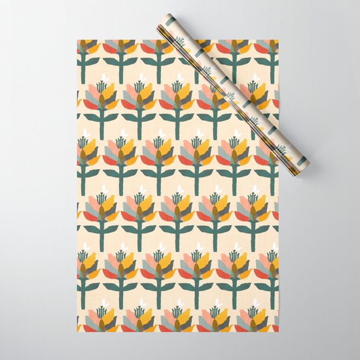 Flower and butterfly Wrapping Paper Gallery Image 1