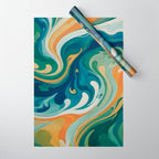Tangerblue Waves Wrapping Paper Gallery Image 1