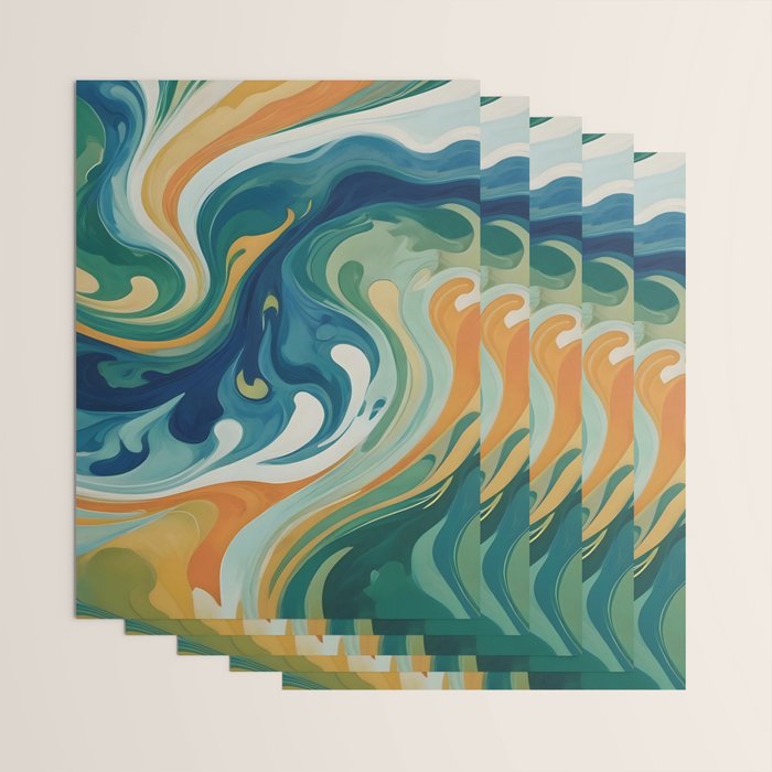 Tangerblue Waves Wrapping Paper Gallery Image 3