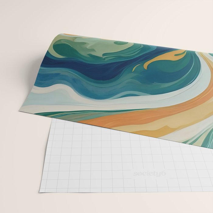 Tangerblue Waves Wrapping Paper Gallery Image 2