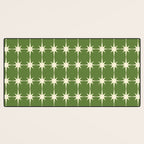 Mid Century Modern Atomic Starburst Grid Retro Christmas Olive Green and Cream Desk Mat Gallery Image 3