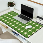 Mid Century Modern Atomic Starburst Grid Retro Christmas Olive Green and Cream Desk Mat Gallery Image 2