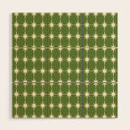 Mid Century Modern Atomic Starburst Grid Retro Christmas Olive Green and Cream Wood Wall Art Gallery Image 1