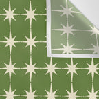 Mid Century Modern Atomic Starburst Grid Retro Christmas Olive Green and Cream Wall Tapestry Gallery Image 3