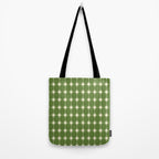 Mid Century Modern Atomic Starburst Grid Retro Christmas Olive Green and Cream Tote Bag Gallery Image 2