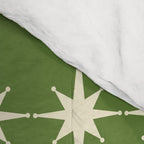 Mid Century Modern Atomic Starburst Grid Retro Christmas Olive Green and Cream Comforter Gallery Image 4