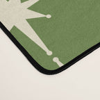 Mid Century Modern Atomic Starburst Grid Retro Christmas Olive Green and Cream Desk Mat Gallery Image 4