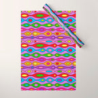 Mid Century Colorful Geometric Oval Pattern Wrapping Paper Gallery Image 1