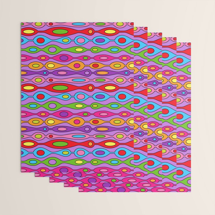 Mid Century Colorful Geometric Oval Pattern Wrapping Paper Gallery Image 3
