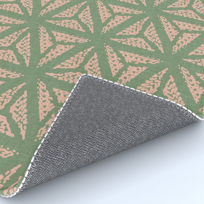 Threaded Geometric Green Peach Rug Gallery Image 4