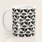 Vintage Floral Arches Art Nouveau Pattern in Black and Almond Cream Coffee Mug Gallery Image 3