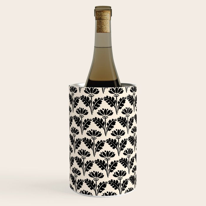 Vintage Floral Arches Art Nouveau Pattern in Black and Almond Cream Wine Chiller Gallery Image 2