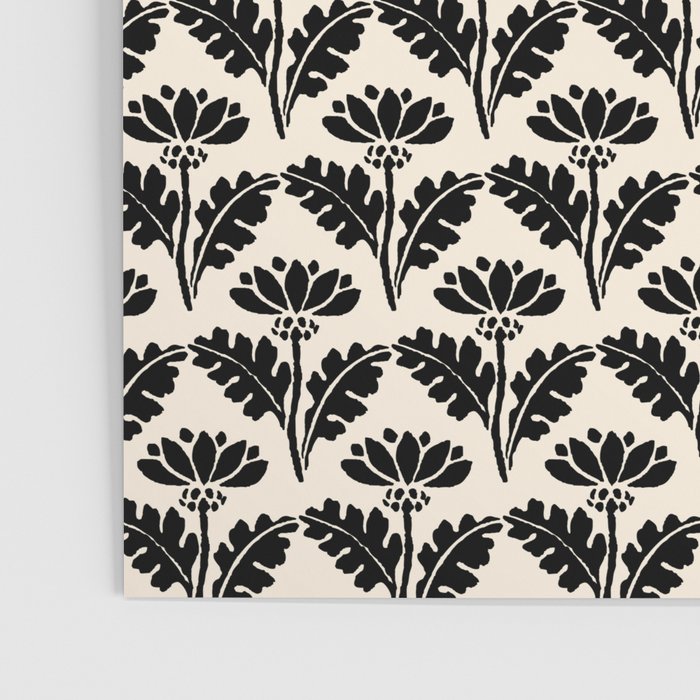 Vintage Floral Arches Art Nouveau Pattern in Black and Almond Cream Poster Gallery Image 3