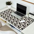 Vintage Floral Arches Art Nouveau Pattern in Black and Almond Cream Desk Mat Gallery Image 2
