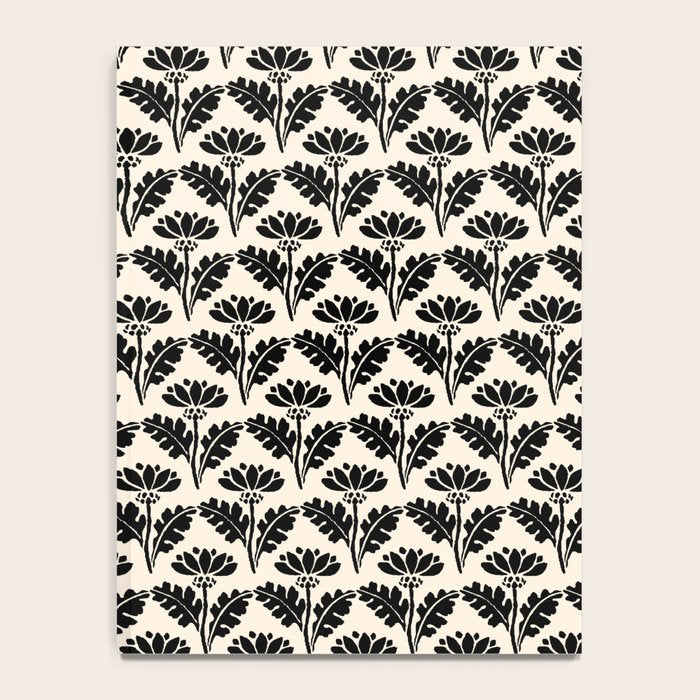 Vintage Floral Arches Art Nouveau Pattern in Black and Almond Cream Notebook Gallery Image 4