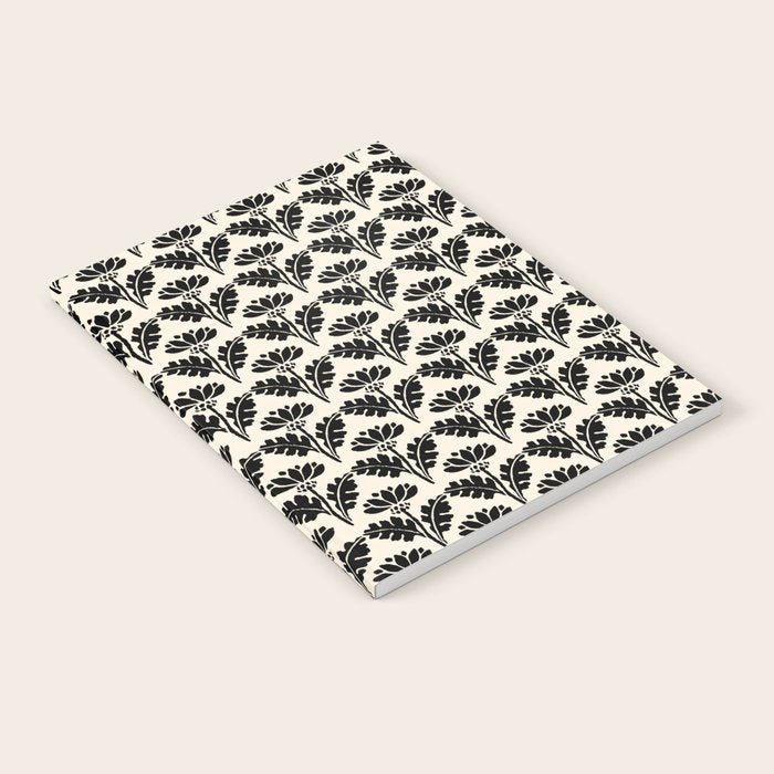 Vintage Floral Arches Art Nouveau Pattern in Black and Almond Cream Notebook Gallery Image 1