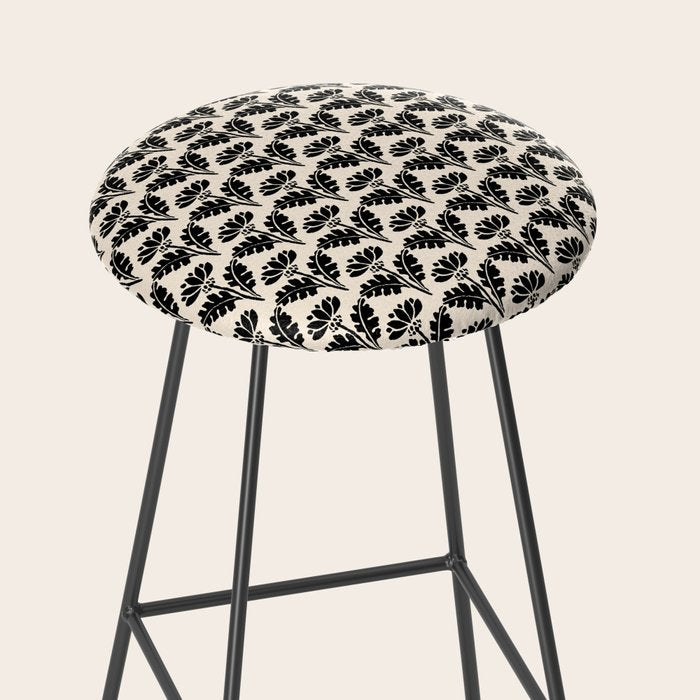 Vintage Floral Arches Art Nouveau Pattern in Black and Almond Cream Stool Gallery Image 2