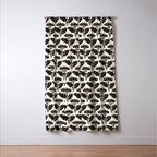 Vintage Floral Arches Art Nouveau Pattern in Black and Almond Cream Window Curtain Gallery Image 3