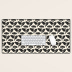 Vintage Floral Arches Art Nouveau Pattern in Black and Almond Cream Desk Mat Gallery Image 1