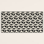 Vintage Floral Arches Art Nouveau Pattern in Black and Almond Cream Desk Mat Gallery Image 3