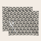 Vintage Floral Arches Art Nouveau Pattern in Black and Almond Cream Placemat Gallery Image 1