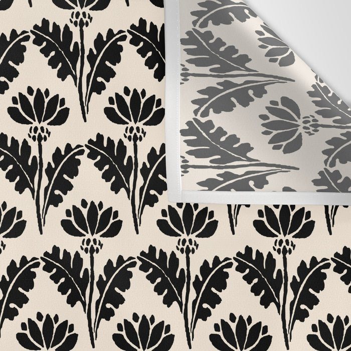Vintage Floral Arches Art Nouveau Pattern in Black and Almond Cream Wall Tapestry Gallery Image 3