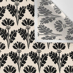Vintage Floral Arches Art Nouveau Pattern in Black and Almond Cream Wall Tapestry Gallery Image 3