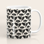 Vintage Floral Arches Art Nouveau Pattern in Black and Almond Cream Coffee Mug Gallery Image 1