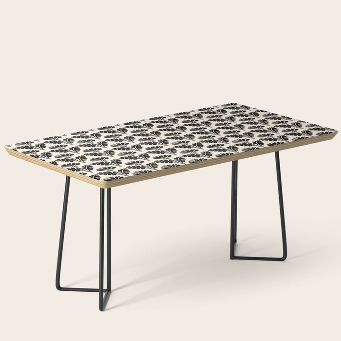 Vintage Floral Arches Art Nouveau Pattern in Black and Almond Cream Coffee Table Gallery Image 1